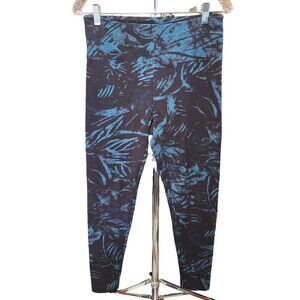 Soft Surrounding Blue Black Tropical Pattern Athletic Yoga Pants Sz M